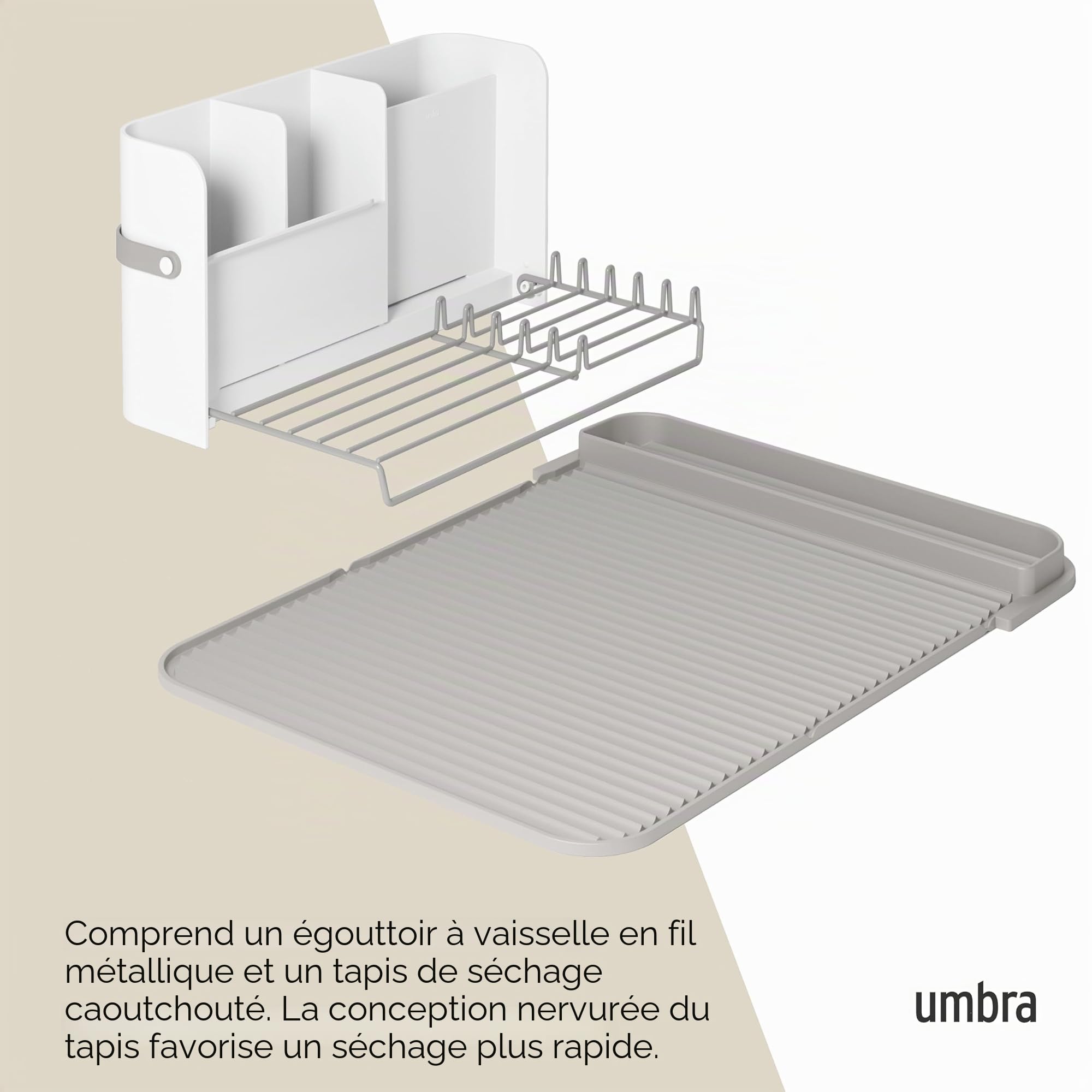 Umbra Égouttoir à Vaisselle Compact Pliable Blanc