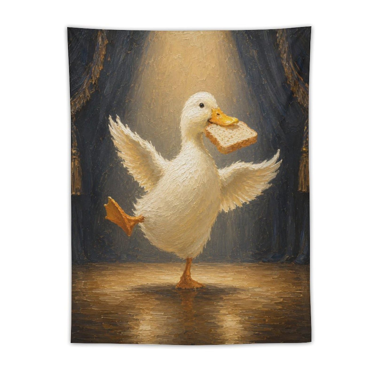 W7C8U2X3 Dancing Toast Duck Wall Tapestry, Storybook Illustration, Backdrop