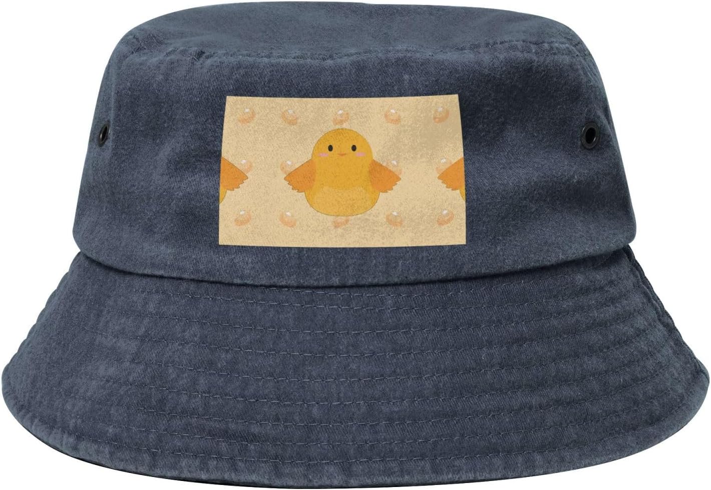 Cartoon Chick Printed Cowboy Fisherman hat, Suitable for Outdoor Fishing Beach Party Fisherman hat Hip-hop hat, Navy Blue