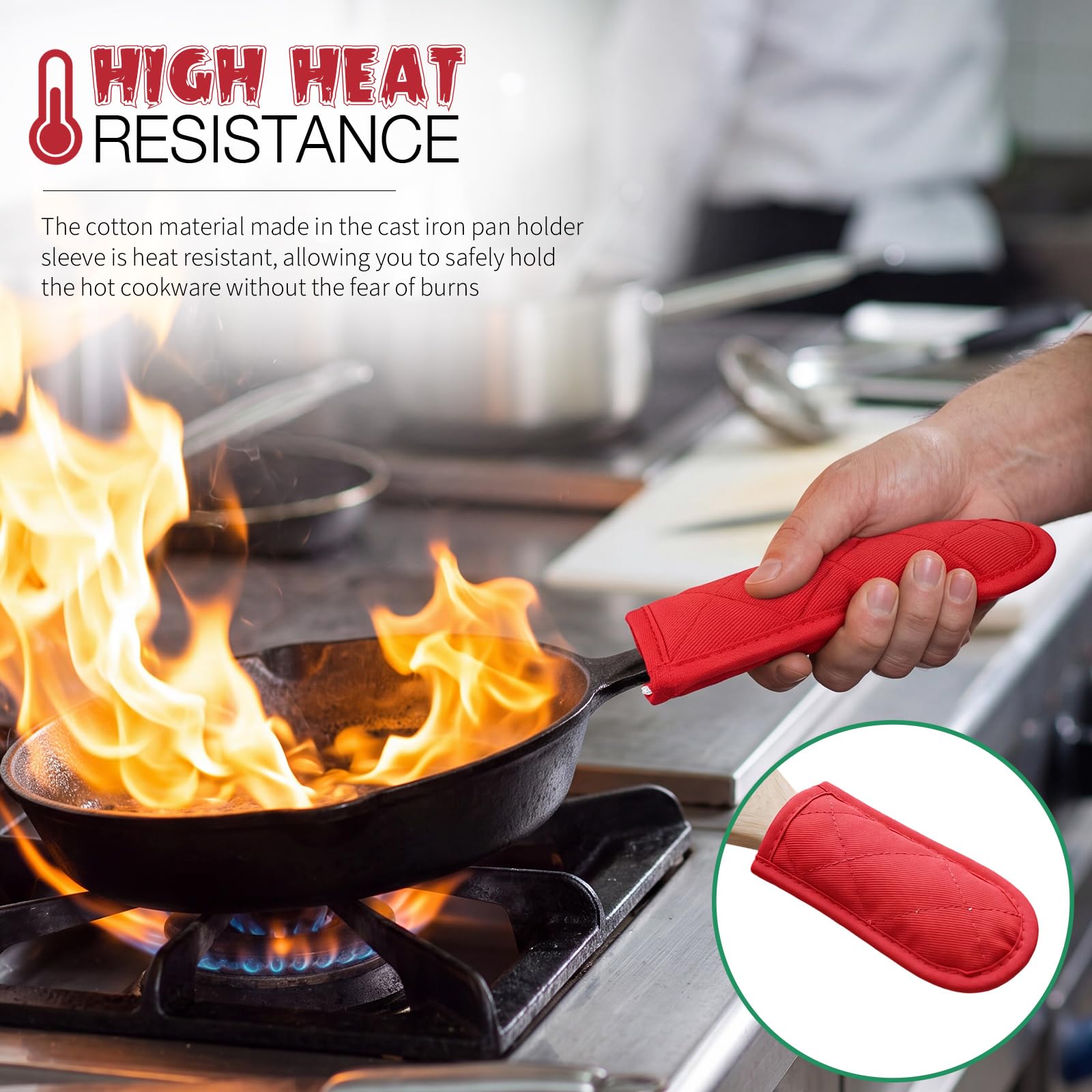 Dandat Set di 24 coperture per maniglie calde per uso quotidiano, per sostituire i regali, in ghisa, resistenti al calore, lavabili, per Natale, cucina, regali artigianali (rosso)