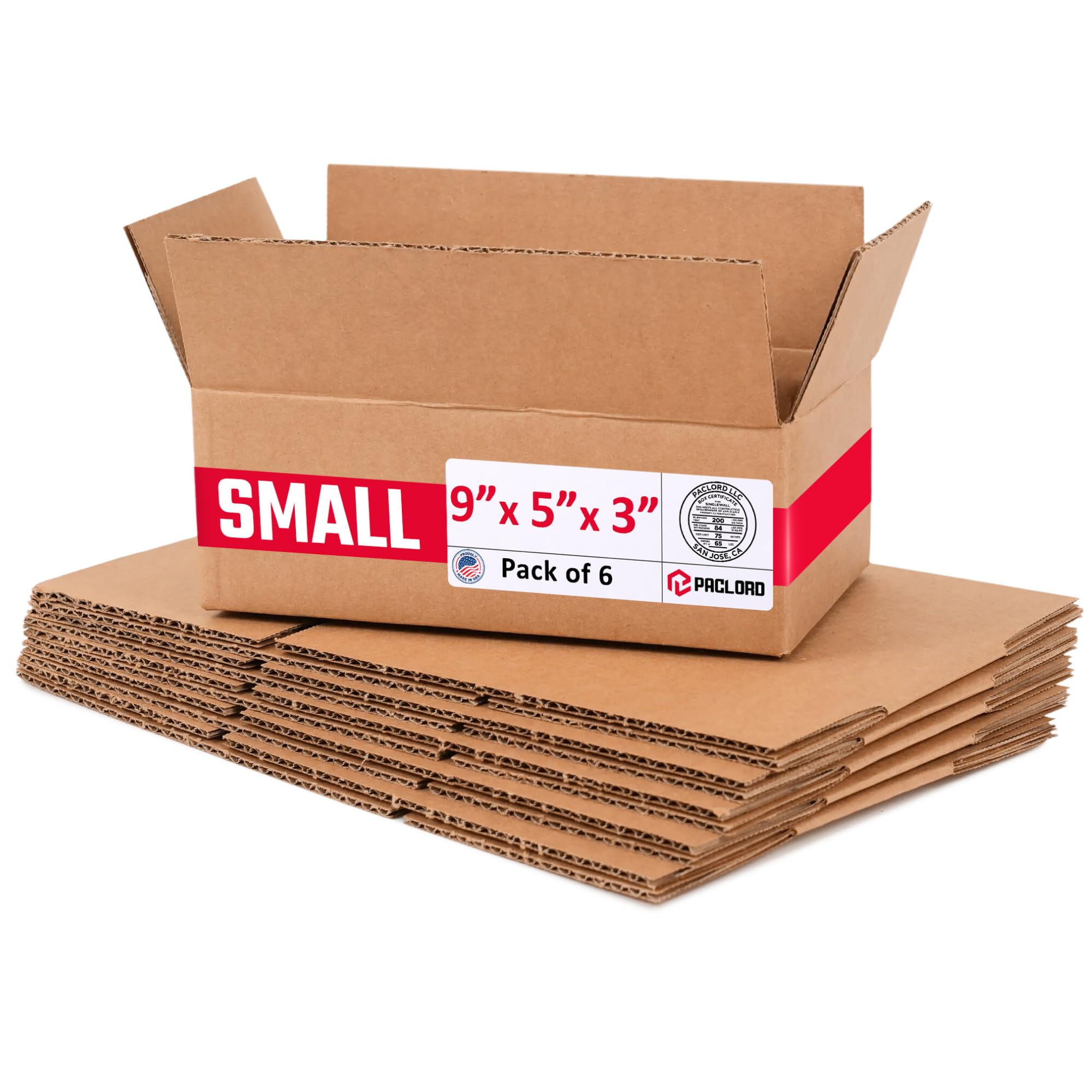 Small Cardboard Boxes 9"L x 5"W x 3"H (Pack of 6) - USA-Made Packing Boxes for Moving, Shipping, or Storage - USPS, UPS, FedEx Approved - Professional Packing Supplies for Moving | USA-Made Packing Boxes for Moving, Shipping, or Storage - USPS, UPS, FedEx Approved - Professional Packing Supplies