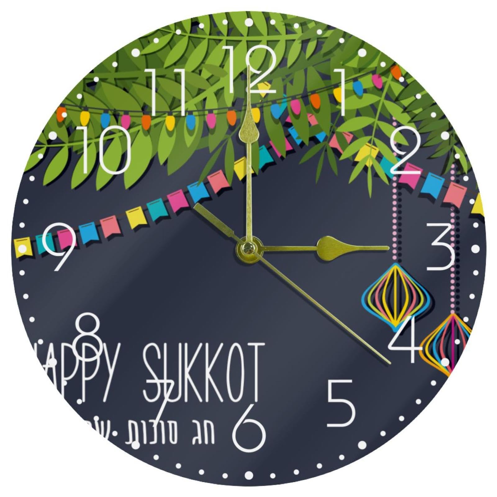 Horloge murale décorative Sukkot silencieuse pour embellir votre salon familial