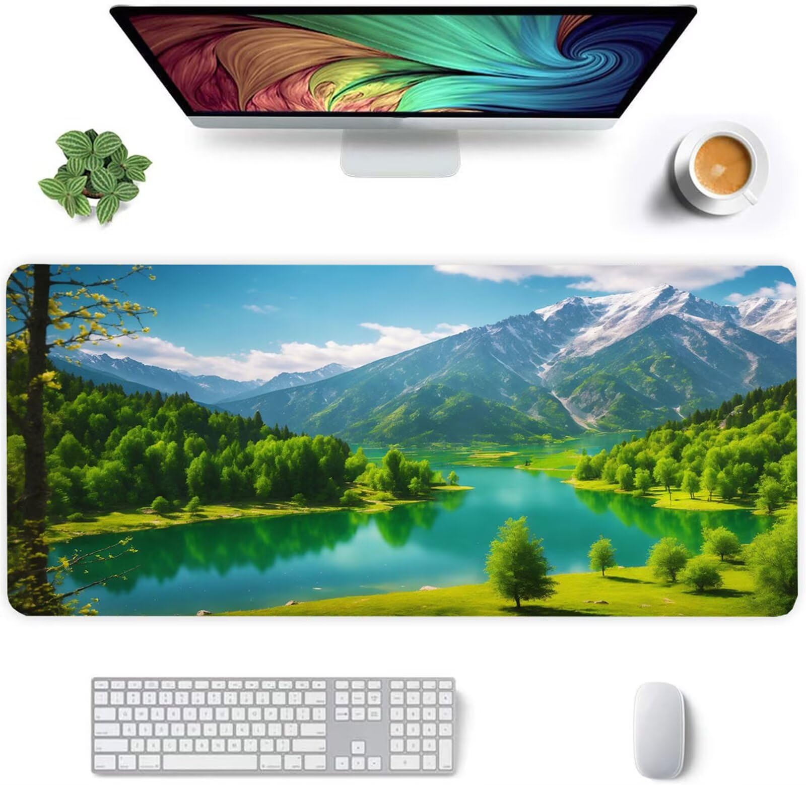 Alfombrilla Ratón XXL 1200x600x2mm Mouse Pad Grande Gaming,Alfombrilla Antideslizante,Tapete Escritorio con Bordes Cosidos,Alfombrilla Ratón para Jugadores, PC, Oficina, Paisaje primaveral