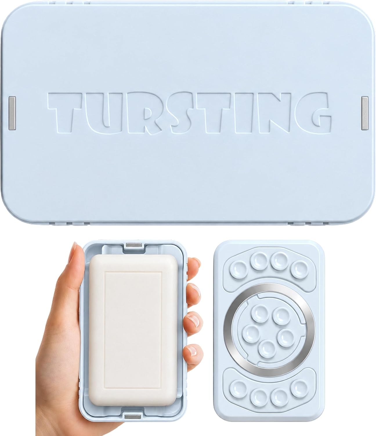 Self-Draining Soap Case with Lid, Leak - Proof Soap Bar Travel Case - Compact Bar Soap Case Designed to Keep Soap Dry for Shower, Gym, Travel & Outdoor Use (Blue)