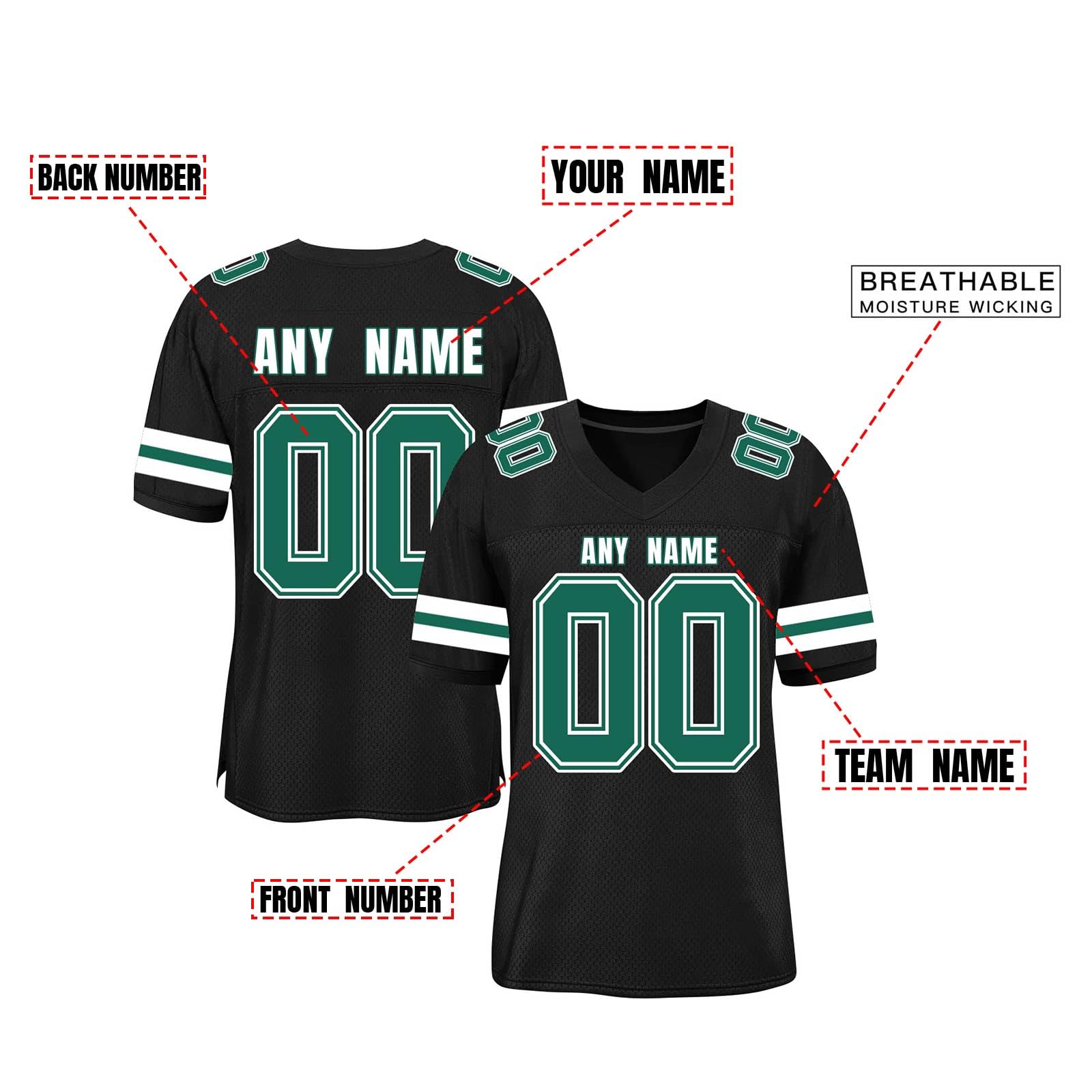 Magliette Personalizzate Stampate con Nome e Numero Maglie da Football Americano Divise Personalizzate per Squadre Stampate con Nome e Numero Traspiranti