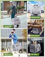 Vista 4 de Morpilot Transportador portátil para gatos – Transportador de gatos de lados suaves para gatos medianos y cachorros de hasta 15 libras