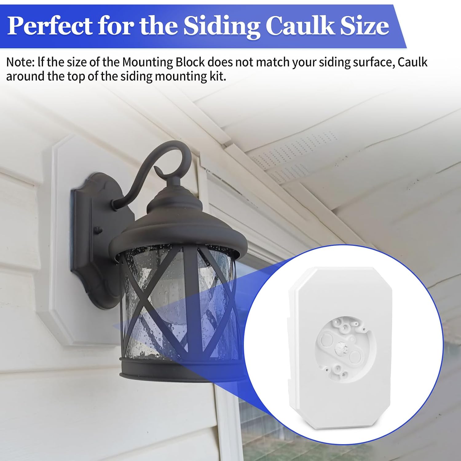 8141DBL Siding Lamp Mounting Blocks Kits, White | Light Mounting Block Plate, Built-in Electrical Box, 1/2 Inch (0.5") Outdoor Double 4" Siding Lap