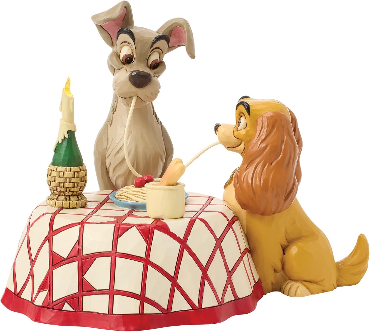 Enesco Disney Traditions by Jim Shore Lady and The Tramp Spaghetti Scene Light Up Figurine, 5.91 Inch, Multicolor