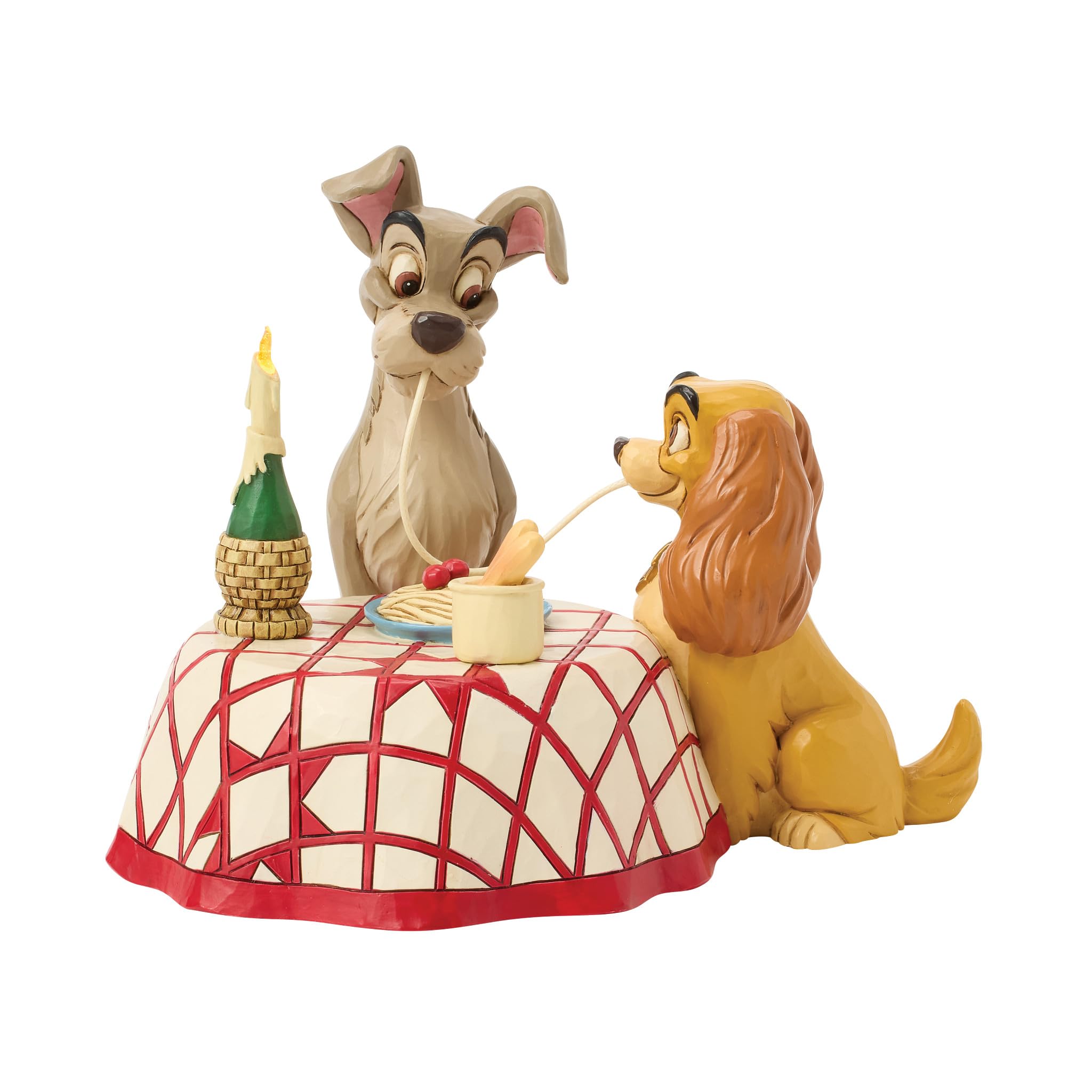 Disney Traditions Figurine à LED Lady and Tramp Scène Spaghetti