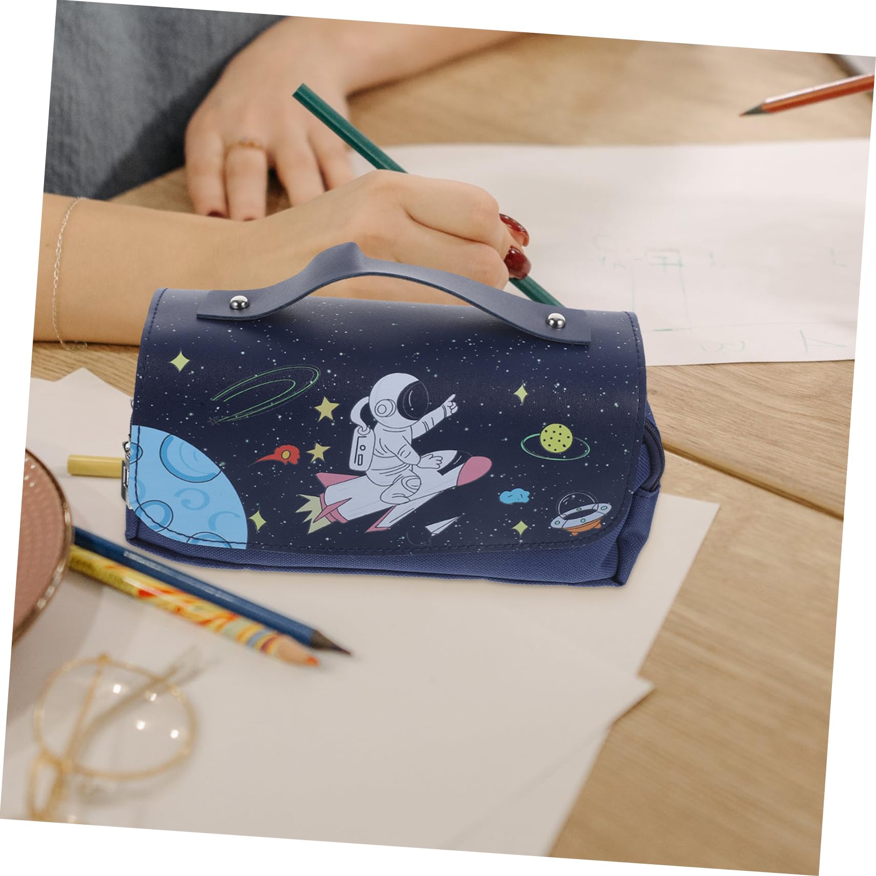 Operitacx 4pezzi Astuccio Per Portatile Pu Organizer Per Cancelleria Per Scuola Studenti e Insegnanti Blu