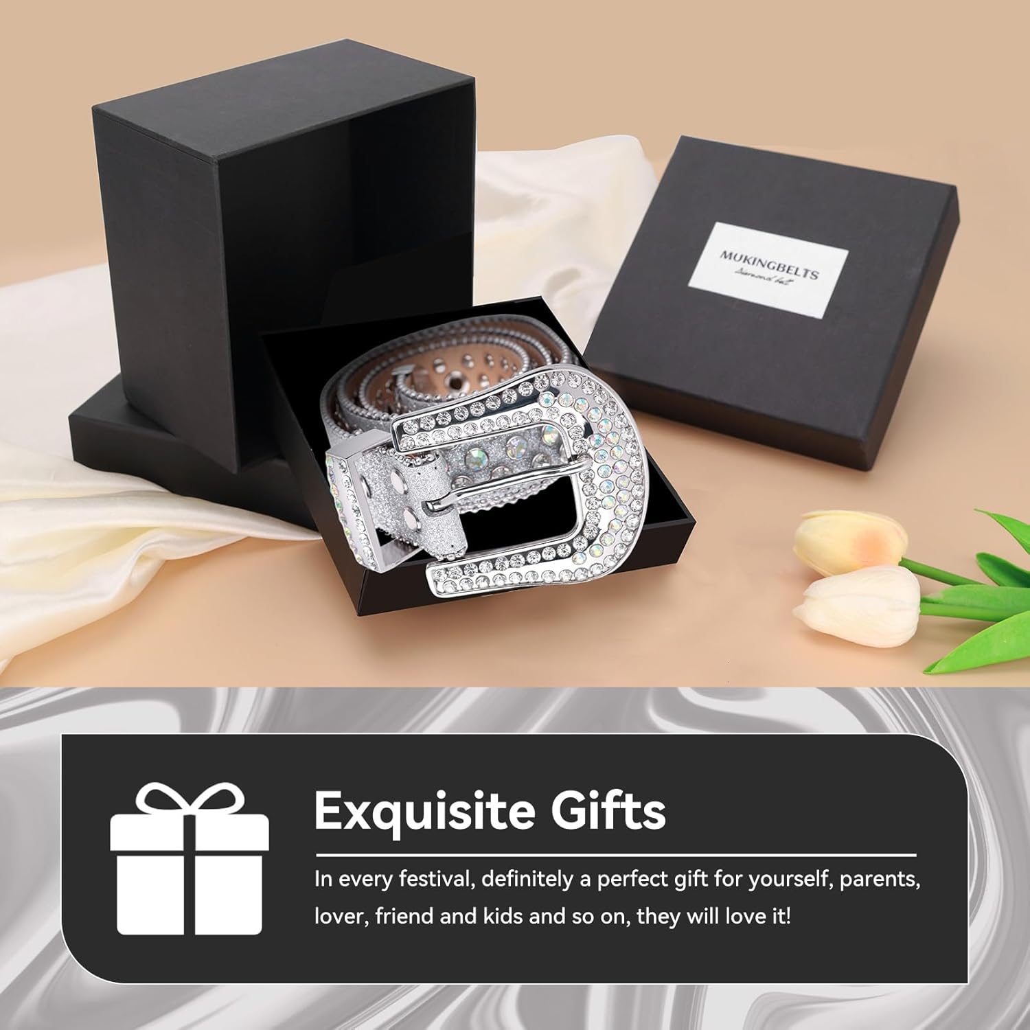 Men Women Rhinestone Belt Luxury Strap Leather Sparkle Studded Belts Western Bling Bling Diamond Cowboy Belts - Image 5