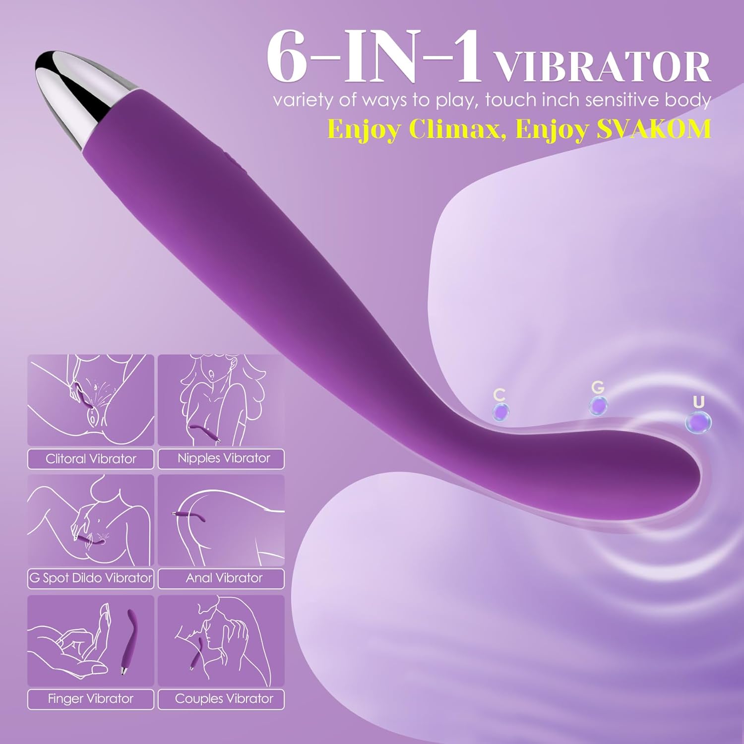 SVAKOM COCO Vibrator Dildo Sex Toys Finger Shaped - 8 Seconds to Climax Waterproof Vibes for Women - 5*5 Vibrations G Spot Clit Nipple Anal Personal Massagers Adult Toys