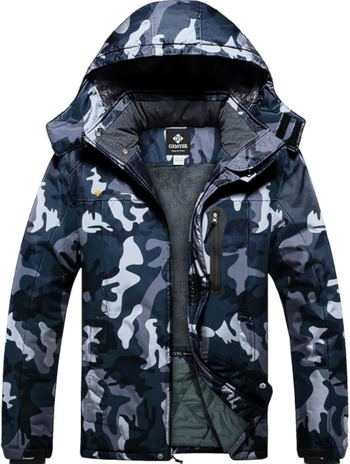 GEMYSE Men's Mountain Waterproof Ski Snow Jacket Winter Windproof Rain Jacket (Camouflage,X-Large)