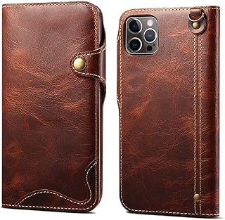 SKXMOD Funda con tapa para Apple iPhone 14 Plus 2022, funda retro de piel de vaca con cera de aceite [tarjetero] cartera para 14 Plus de 6.7 pulgadas (color: marrón)