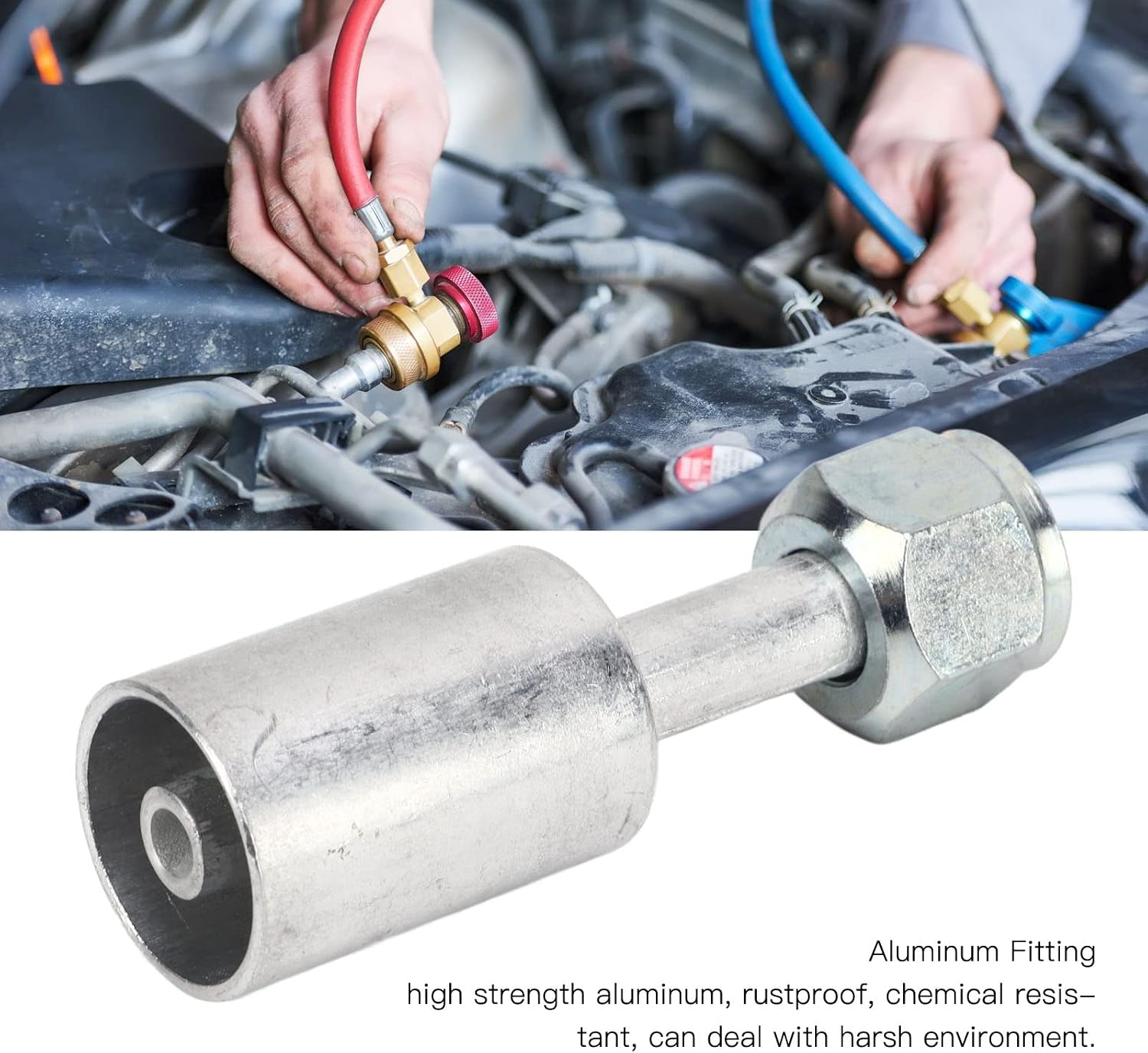 10 Pcs Air Conditioning Beadlock, R12 3/8in Sleeve Automotive Straight 180° AC Fitting Beadlock, Aluminium Air Conditioning Direct Fitting for Car Truck