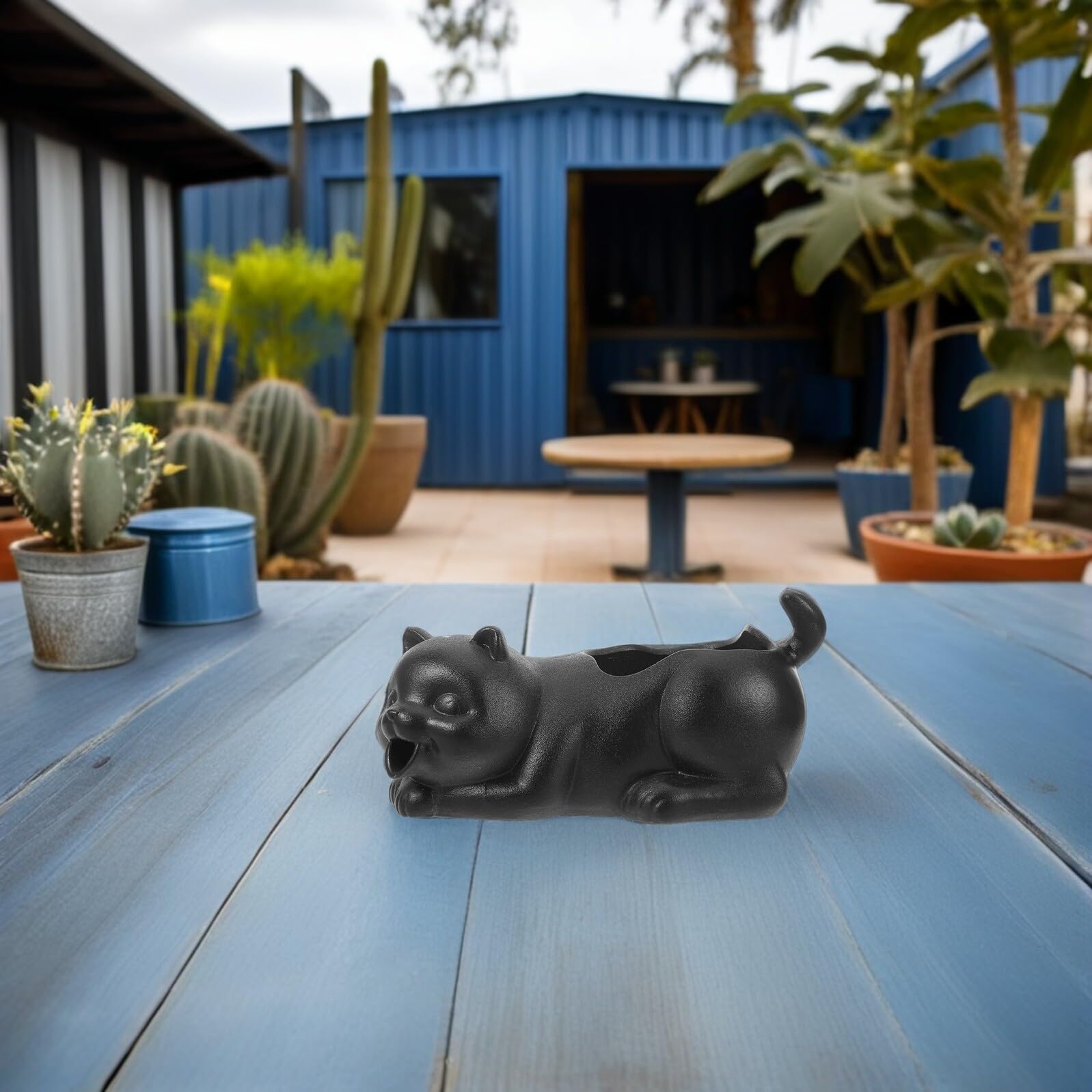 SOIMISS Fuente de Cerámica para Peceras Diseño Chino Gato Negro Adorno Decorativo para Acuarios de Agua Dulce Accesorio de Oxigenación y Paisaje para Jardín Fuente de Agua para Bonsái