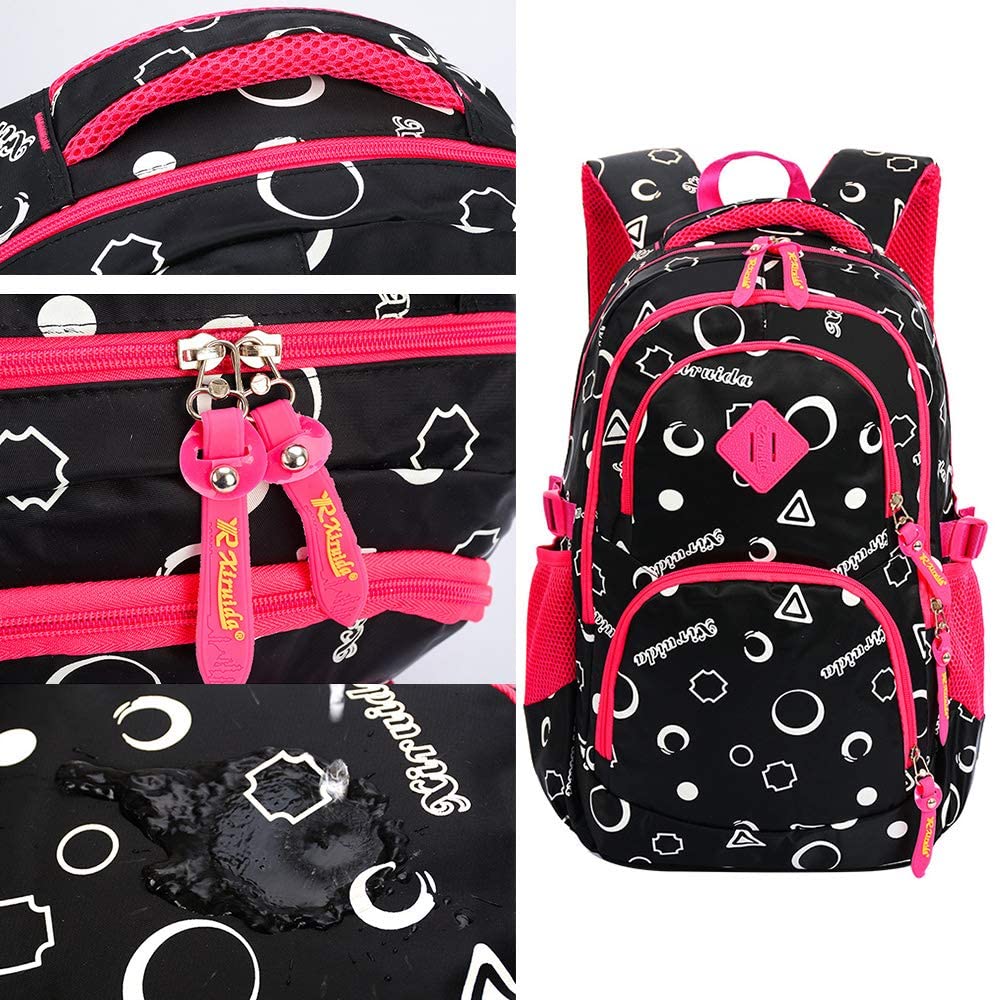 Zaini, Zaino scolastico for ragazze adolescenti, zaino for laptop da donna(Black)