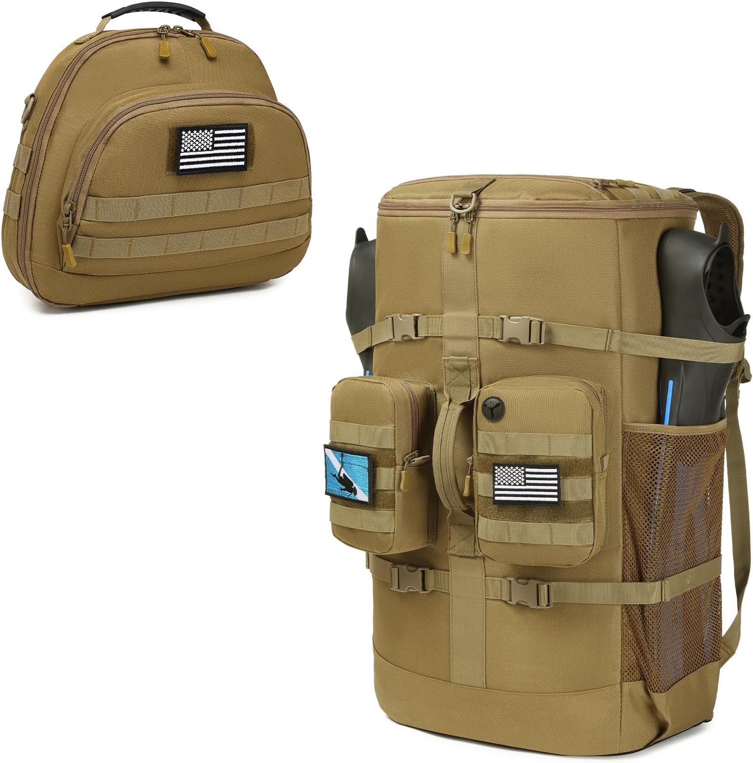 Scuba Regulator Bag & 65L Scuba Diving Backpack (Brown+Brown)