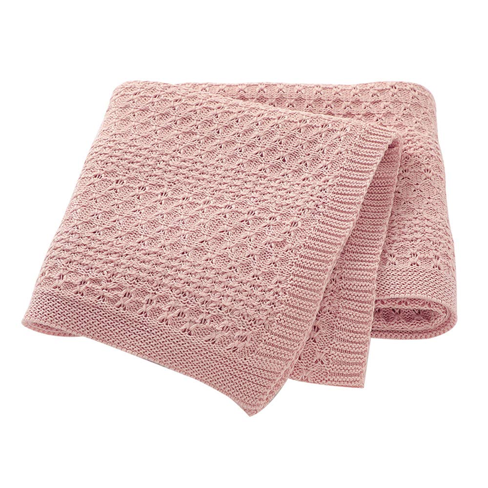 Little English Cotton Cellular Blanket - Extra Soft blanket Ideal for Prams, Cots, Car Seats and Moses Baskets. - 100% Cotton - Pink - 100cm x 80cm