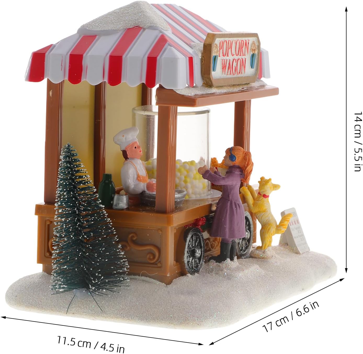 Ipetboom Christmas Village Houses, LED Lighted Popcorn Wagon with Music