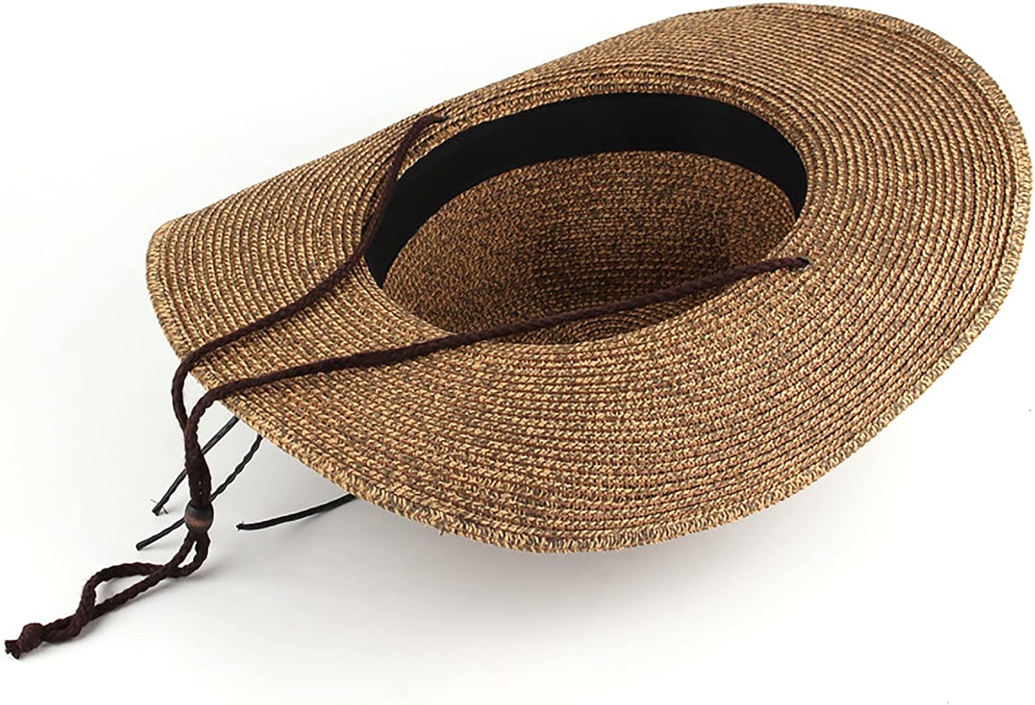 Cowboy Hat for Men and Women - Classic Style Shapeable Wide Brim Straw Western Cowgirl Sun-Hat Coffee