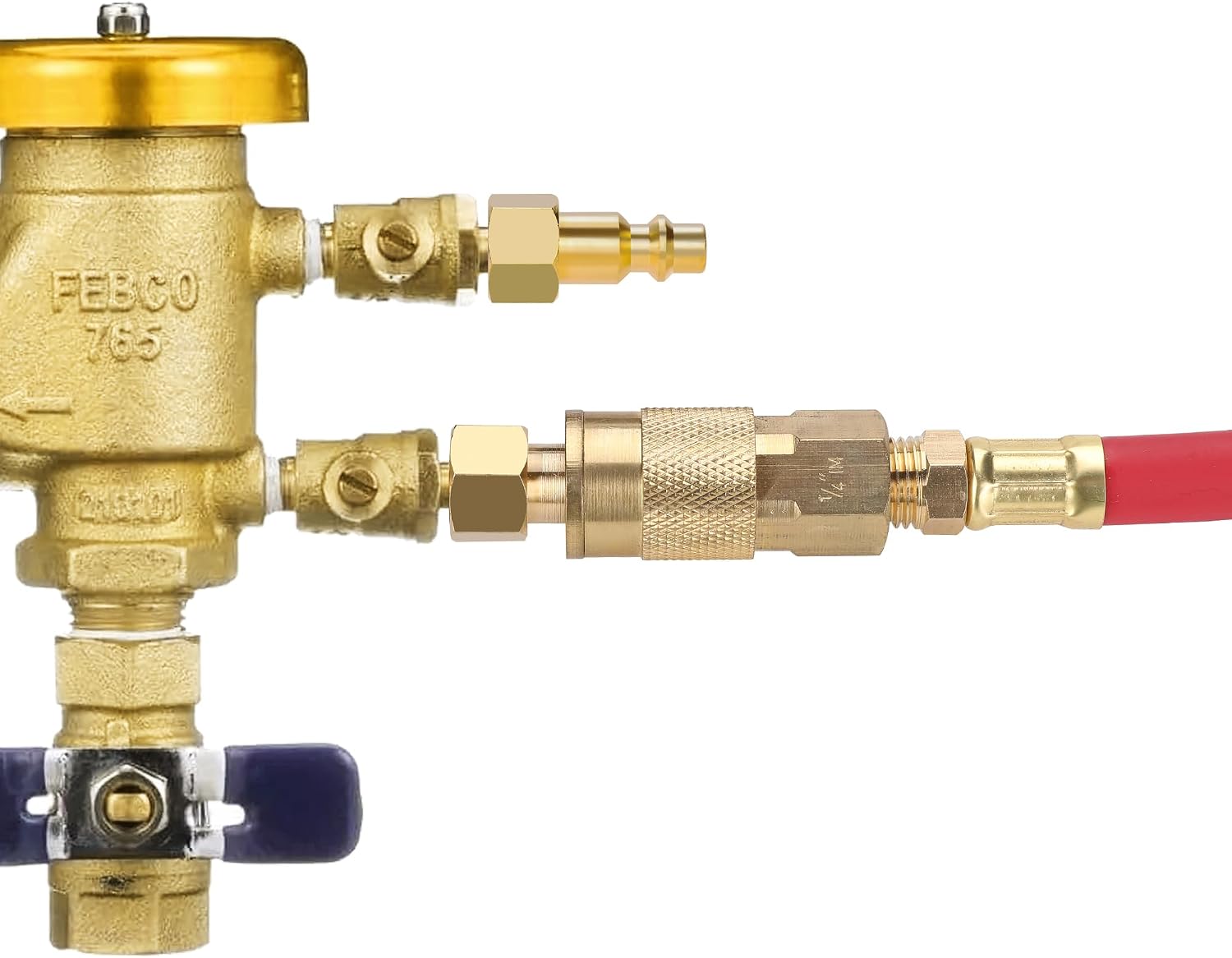 Hromee Air Plug to Female SAE 45-degree Flare Fittings Kit, Industrial Style Adapters to Winterize Blow Out Backflow Preventer for Sprinkler Systems