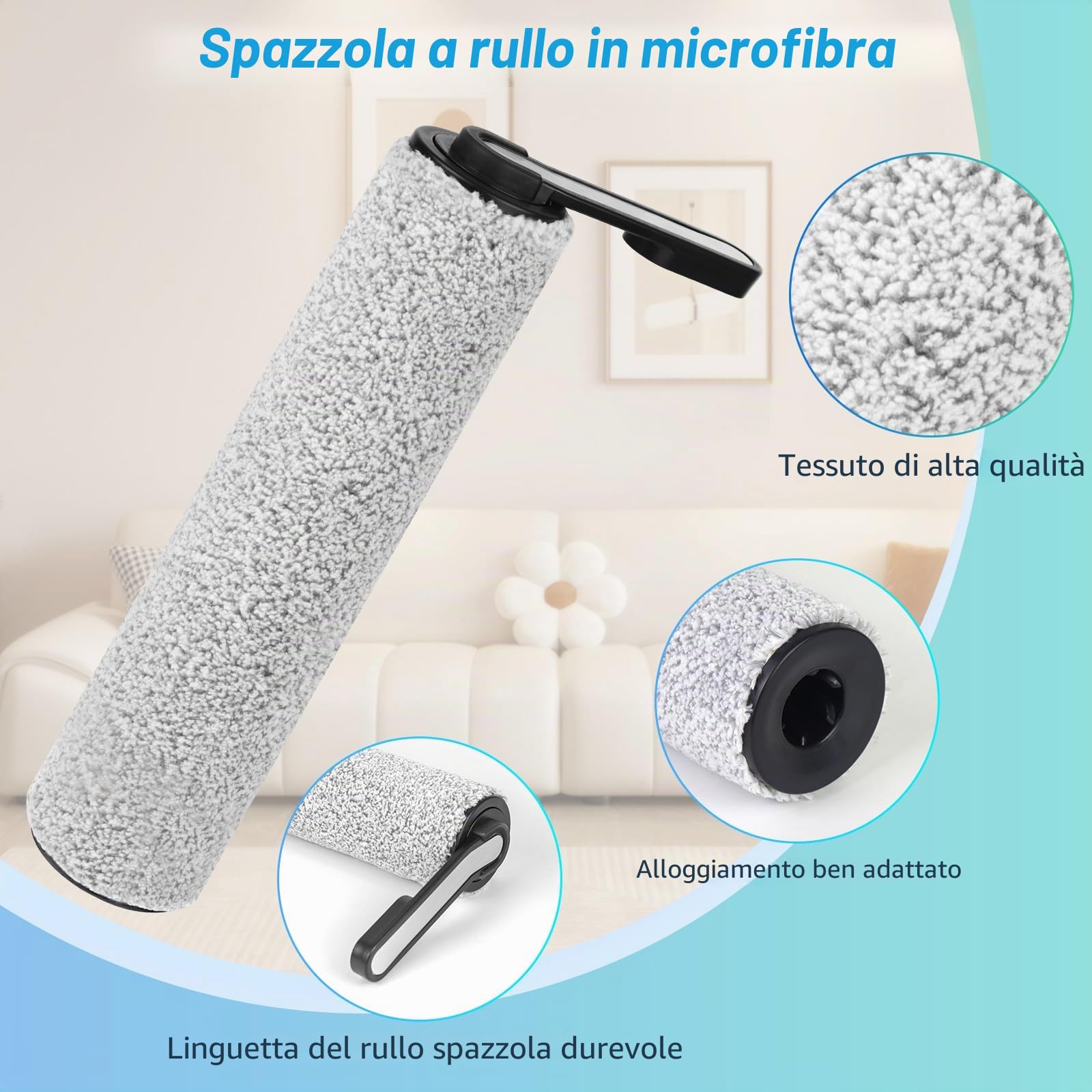 Spazzola rotante e filtro per Tineco iFLOOR 5 Breeze, set di 7 pezzi di ricambio 2 spazzole rotanti + 4 filtri di ricambio + 1 spazzola di pulizia
