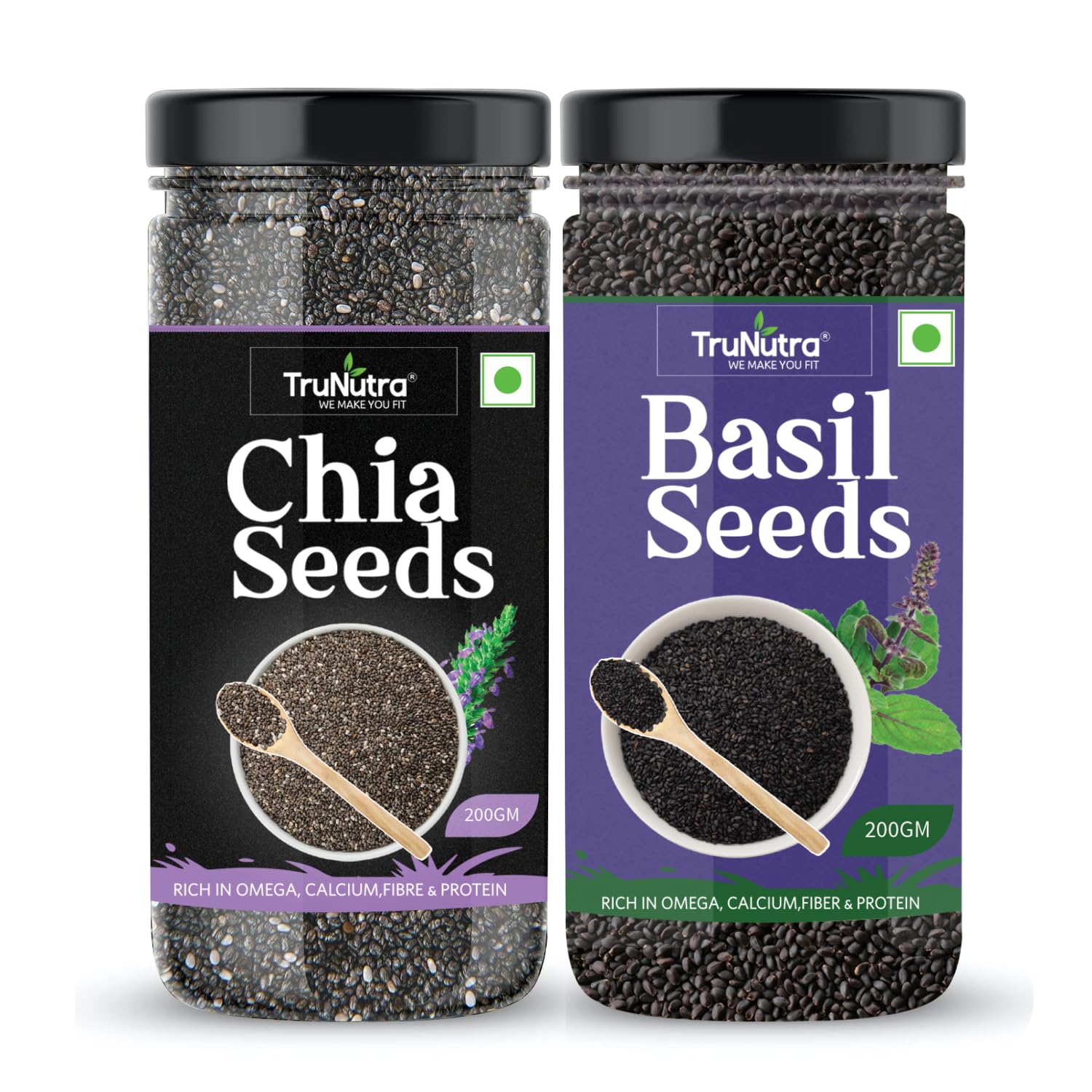 TruNutra - Chia Seeds and Basil Seeds Combo 400g | Raw Seeds for Eating | Chia seeds and Sabja Seeds for Weight Management Calcium Iron & Zinc Rich Diet sabja Seeds (Each 200g) (B0CG1YH84C) Amazon Price History, Amazon Price Tracker