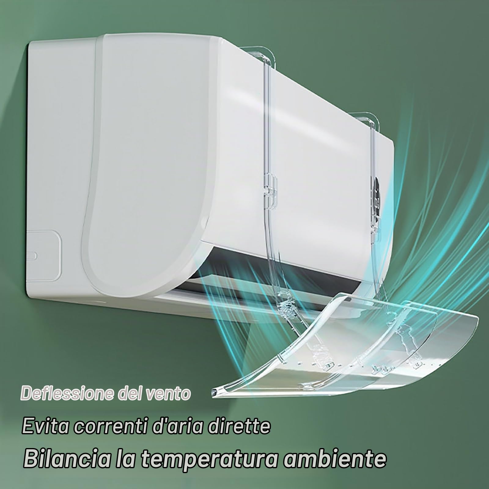 Deflettore Condizionatore Universale Regolabile, Deflettore Aria Condizionata Universale per Bocchette d'Aria Split a Parete, Design Telescopico e Trasparente