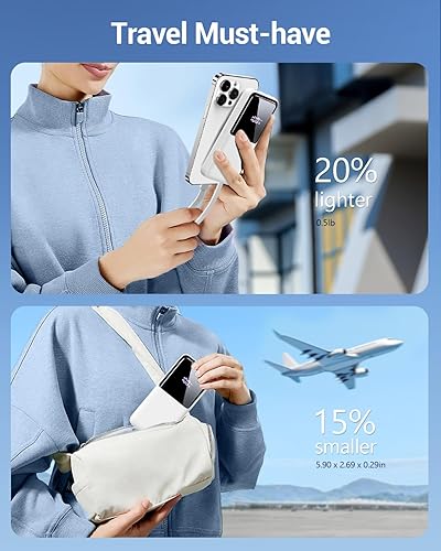 Miniatura 5 de Cargador portátil de batería – Batería portátil de carga rápida de 20000 mAh con cables de salida USB-C integrados (22.5 W) e iOS (20 W) compatibles