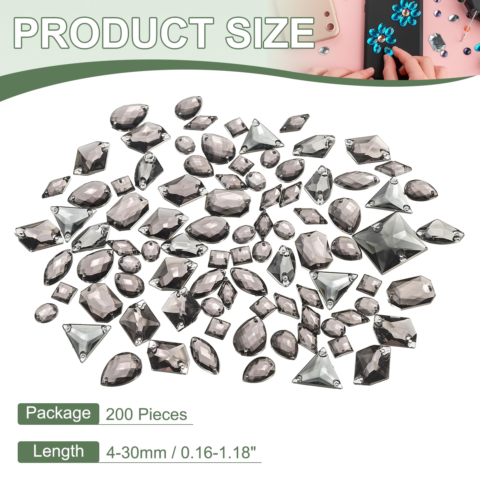 YELARXI Sew on Rhinestones Flatback Crystal Acrylic Gems Diamante, Fit for DIY Crafts Dress Clothes Shoes Bag Decorations - Image 2
