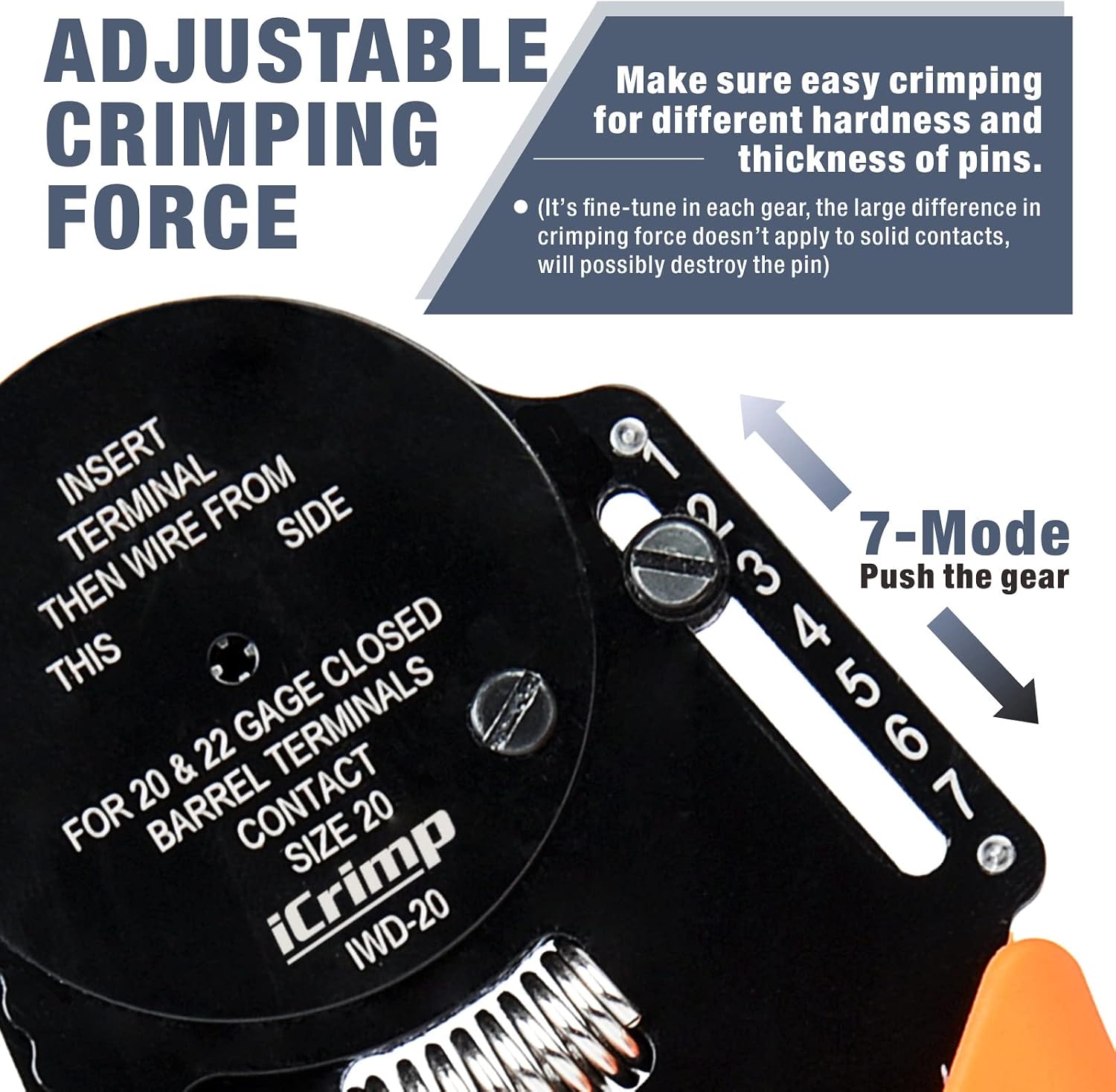 iCrimp Closed Barrel Crimper for Deutsch Solid Contacts gage 20&22 w/Wire Stripper