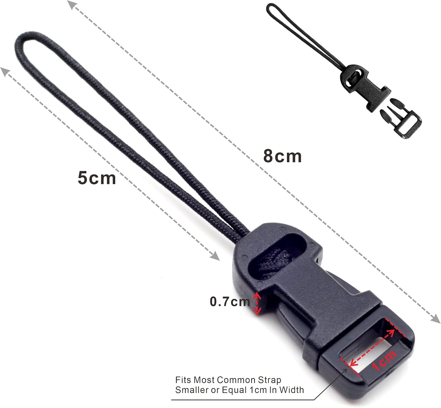 Padwa Lifestyle 8 Pcs Black Quick Release Camera Strap QD Loops Connector Adapter - Camera Quick Release Clip Compatible for All Compact Digital Cameras,Binoculars, Drone Remote Control and USB Stick