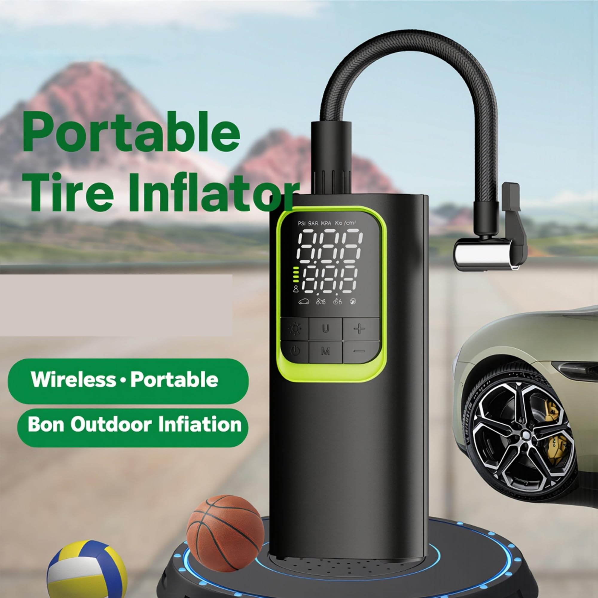Compresseur Air Gonfleur de Pneu Portable Gonfleur Electrique