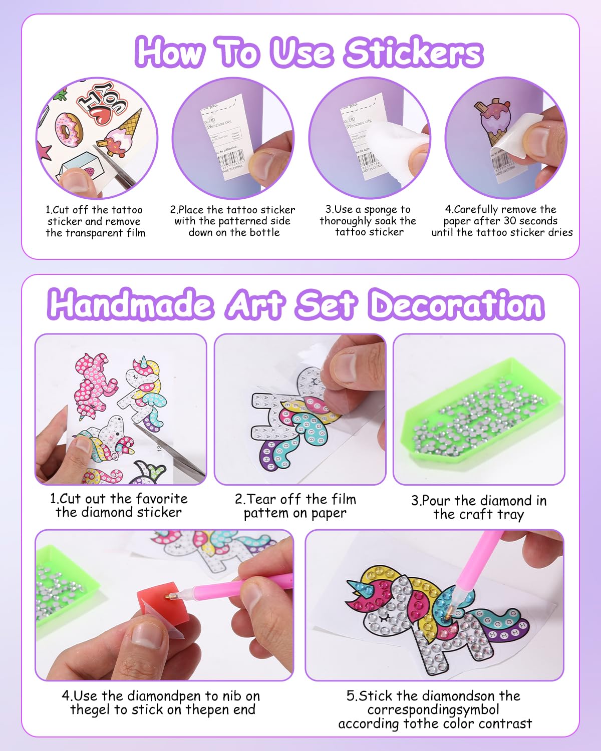 Kit de bricolage gourde licorne avec peinture diamant jouet créatif 5-10 ans