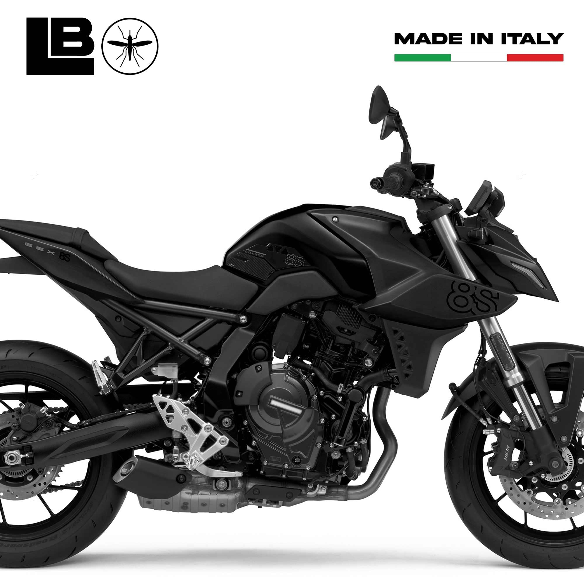 labelbike - Adesivi 3D Moto Serbatoio Protezione e Decorazione laterale in Resina compatibile con Suzuki GSX-8S - Grigio