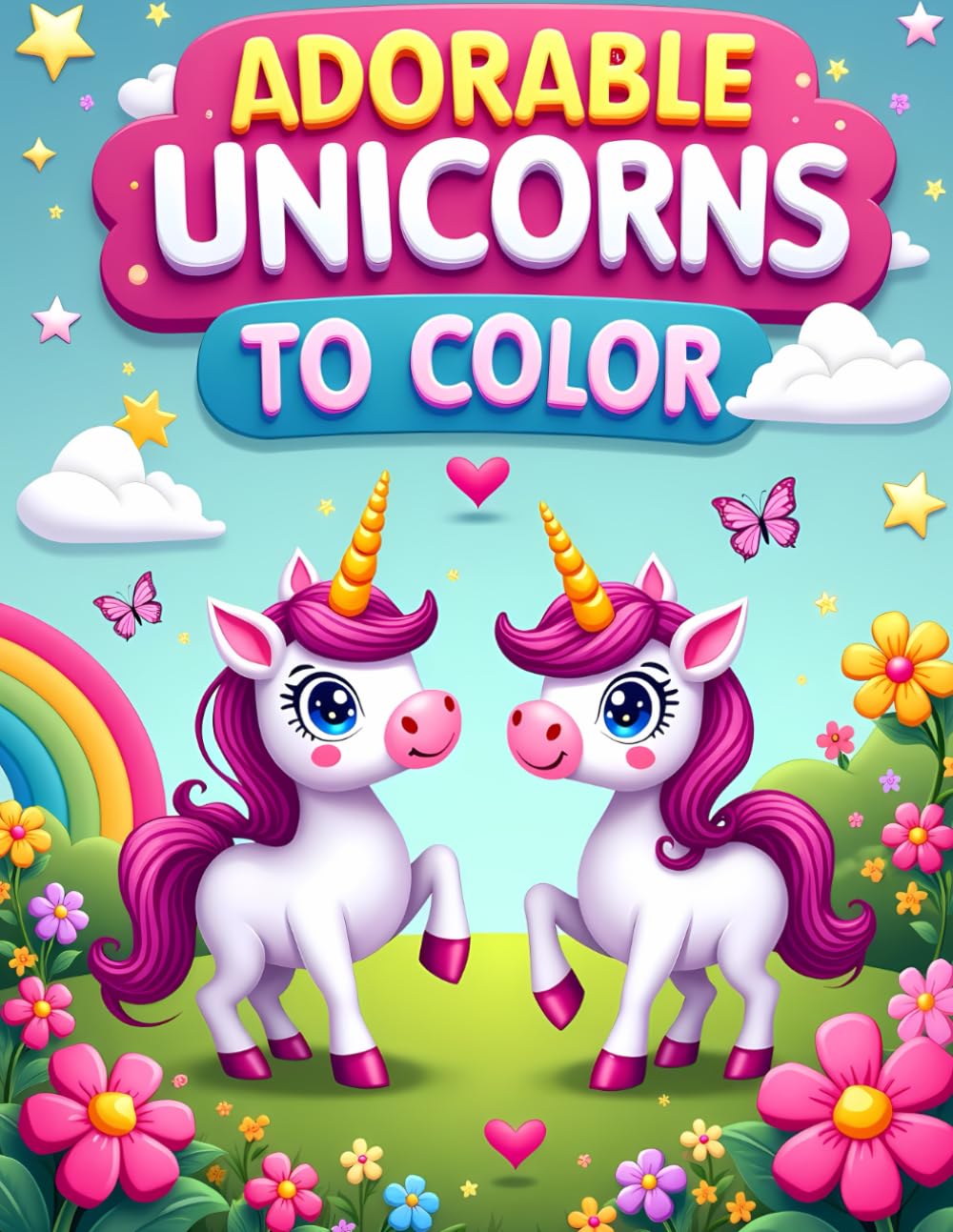 ADORABLE UNICORNS TO COLOR: Magical and Cute Unicorn Coloring Book for Kids Ages 4–8