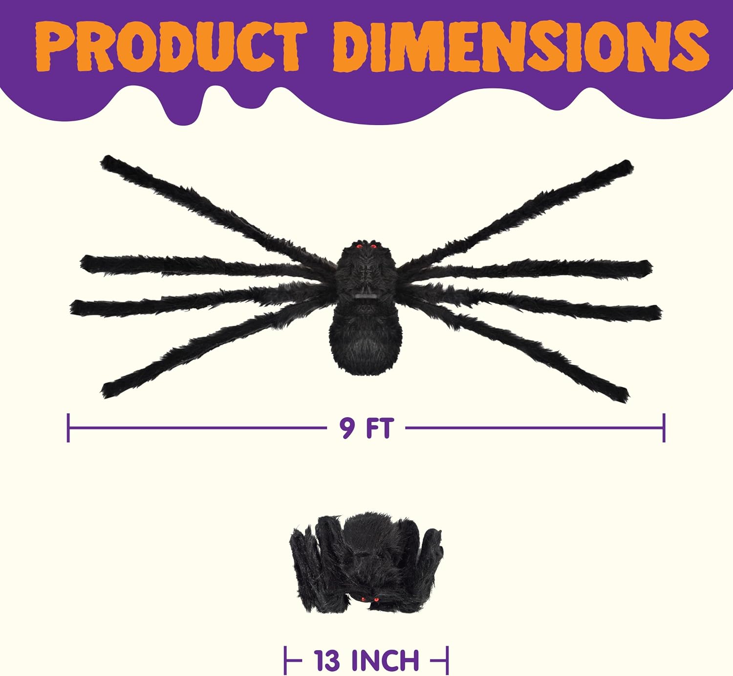 JOYIN 9 Ft Halloween Spider Outdoor Decorations, Giant Spider Scary Large Props, Halloween Lawn Porch Yard Garden Tree Decorations, Creepy Haunted House Party Supplies, and Indoor Outside Decor image 5