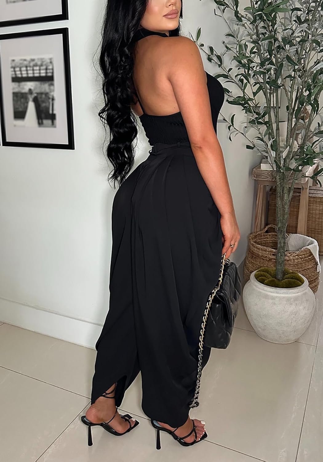 LETSVDO Women's Dress Slacks High Waist Baggy Barrel Pleated Business Work Pants Casual Wide Leg Palazzo Pants Trousers - Image 4