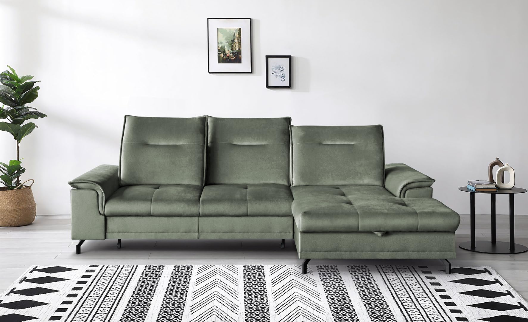Ecksofa Bruno MINI - Wohnlandschaft Polstersofa Polstercouch RECHTE Seite (Olive - Element 11)