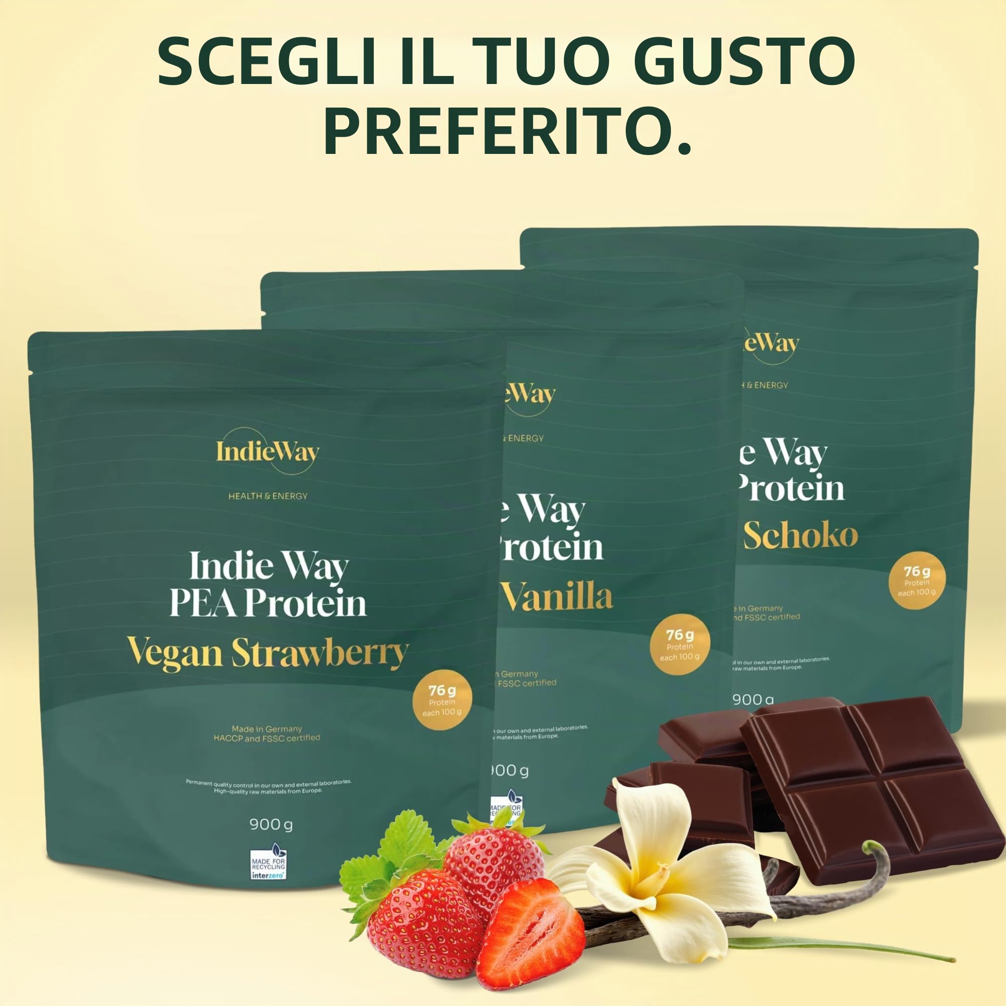 Proteine di piselli al cioccolato 900 g - Polvere proteica vegana con sapore di cioccolato - 76 g di albume su 100 g - Polvere proteica per frullati proteici