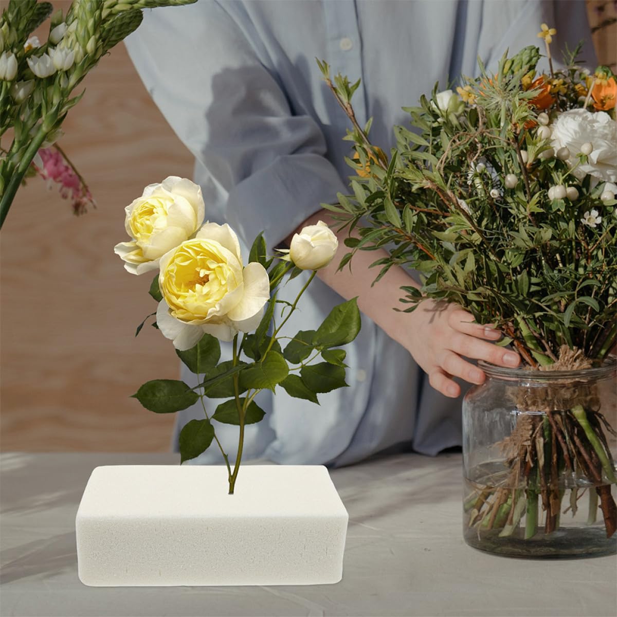 10 Stück Steckschaumblöcke Nass Trocken Schaumstoff Für Floristen Frischblumen Feuchtigkeitsaufnahme Blumenerdebasis Weiß Für Sträuße Und Tischdekoration