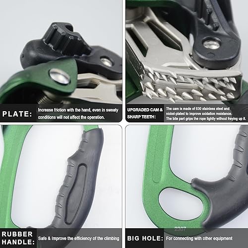 Miniatura 6 de S.E.PEAK Hand Ascender - Equipo de equipo de rapel fuerte certificado CE con mango de goma ergonómico para arbolistas de árboles trepadores,