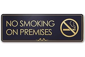 No Smoking Sign for Business Outdoor - Black/Gold Engraved, Fade-Resistant Indoor/Outdoor Use