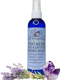 Sweet Dreams Sage & Lavender Smudge Spray (4 oz.) with Reiki Charged Amethyst Crystal & Archangel Michael Essence