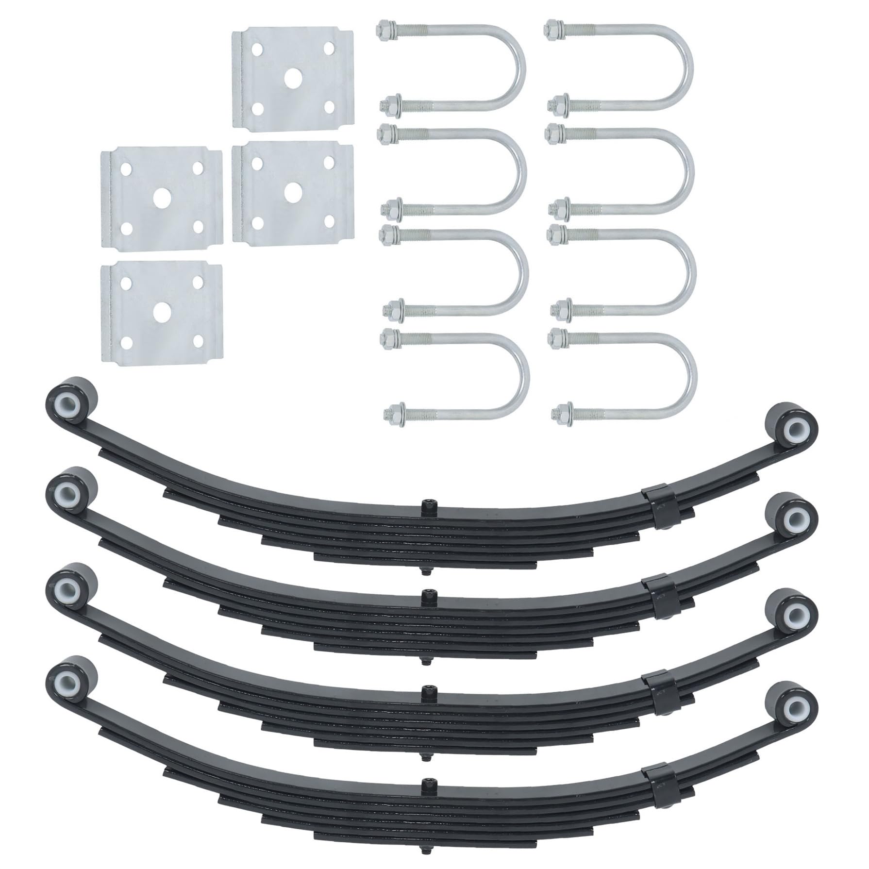 GXYWADY 4 Pcs 6 Leaves 3500Lbs Trailer Double Eye Spring with U-bolt kit