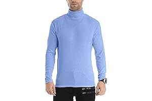 Men's Light Blue Slim Fit Turtleneck T-Shirt