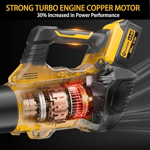 Miniatura 3 de Soplador de hojas inalámbrico, sopladores eléctricos de hojas hasta 580 CFM 160 MPH, sopladores alimentados por batería para el cuidado del césped,