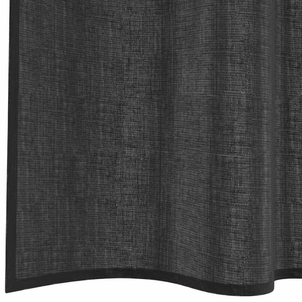Lot de 2 rideaux en voile avec passe-tringle - Noir - 140 x 260 cm - En polyester - Décoration de fenêtre - Protection contre les regards indiscrets et la diffusion de la lumière dans le