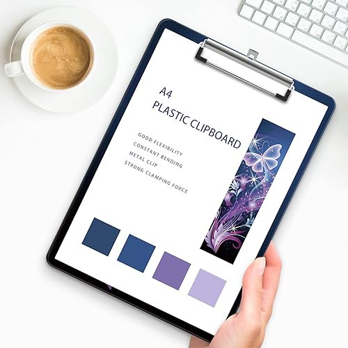 Miniatura 5 de Portapapeles de plástico A4, bonito tablero de clip, tamaño de letra Stardard, 9 x 12.5 pulgadas, decoración de oficina para estudiantes, mujeres,